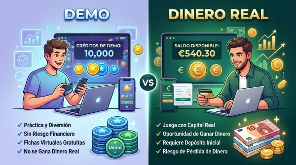 Comparación demo vs dinero real