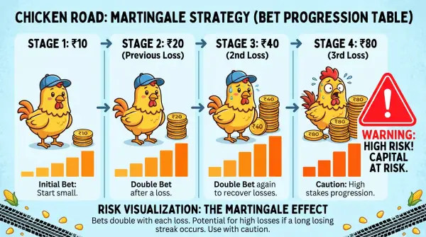 Martingale strategy for Chicken Road